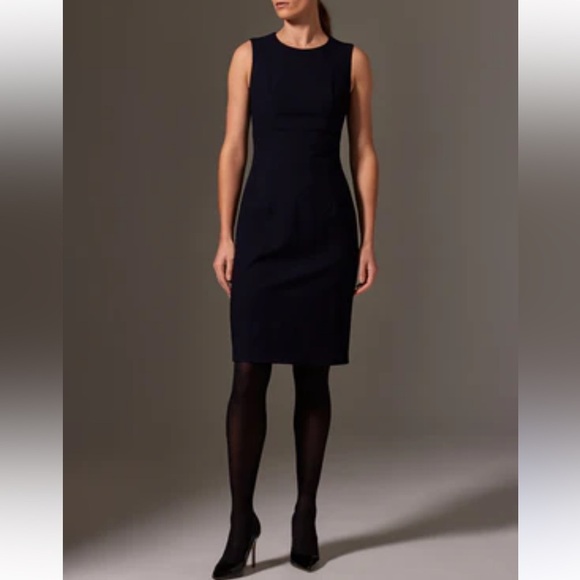 INC black sleeveless workwear above the knee dress size 10 zip back pleat front - Picture 1 of 8